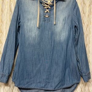 Ruff Hewn Denim Lace-Up Women's Top